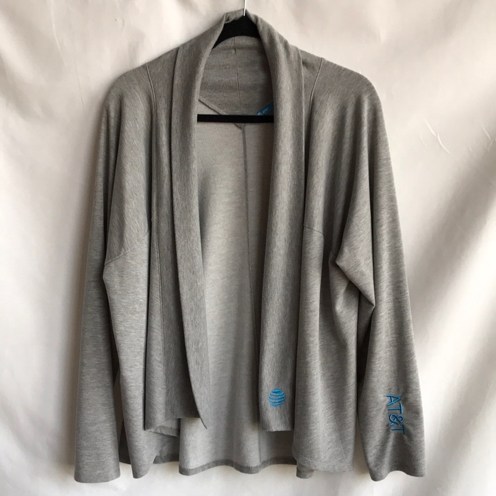 AT&T gray open front super soft medium weight cardigan, L